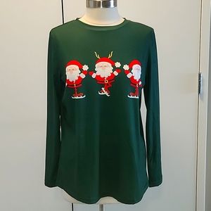 Green Holiday Santa Top